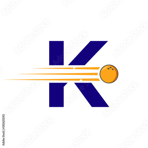 Initial Letter K Bowling Logo. Bowling Ball Symbol Vector Template