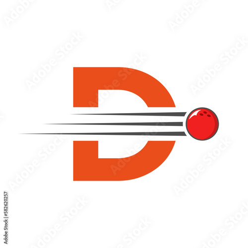 Initial Letter D Bowling Logo. Bowling Ball Symbol Vector Template
