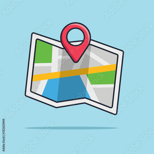 Maps Icon Illustration, Vector, Flat Icon, Flat Design