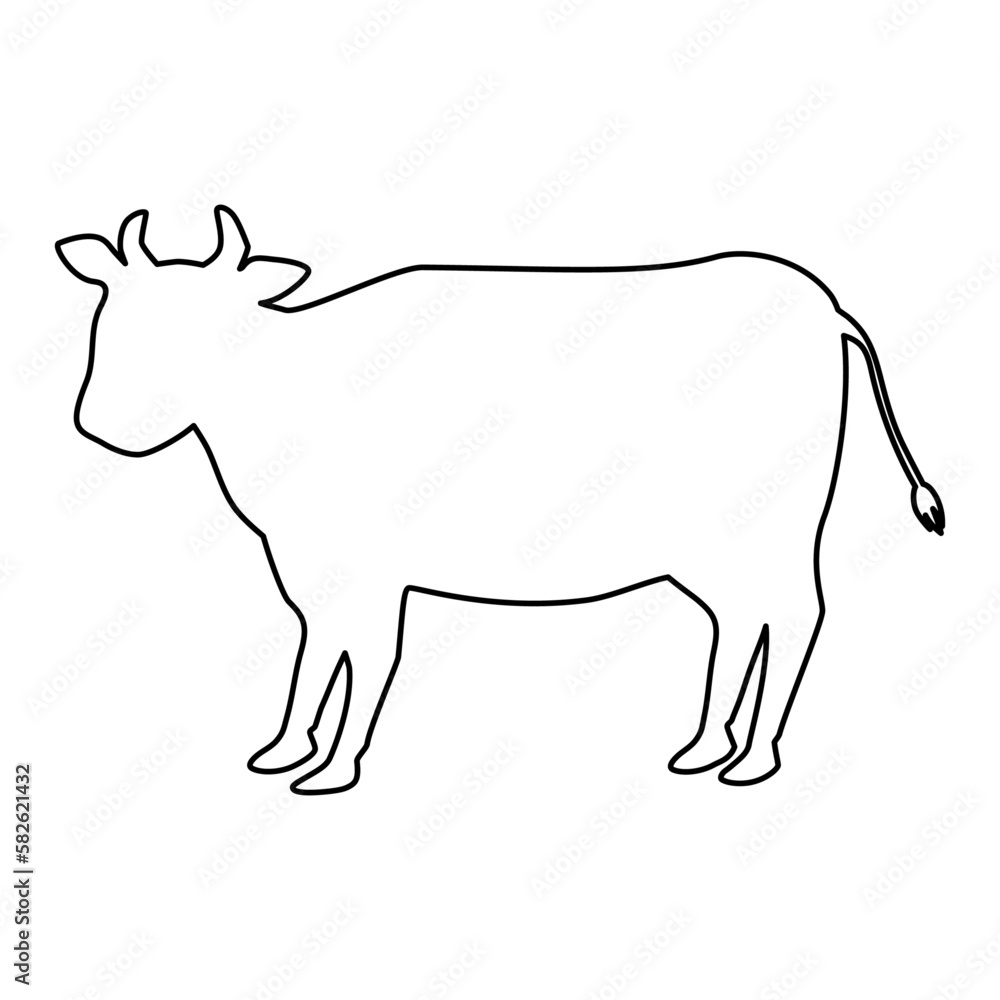 酪農や畜産の広告にも使えそうなシンプルな牛のシルエット線画ベクターイラスト。文字などが入れられるコピースペースあり。 酪農や畜産の広告にも使えそうなシンプルな牛のシルエット線画ベクターイラスト。文字などが入れられるコピースペースあり。