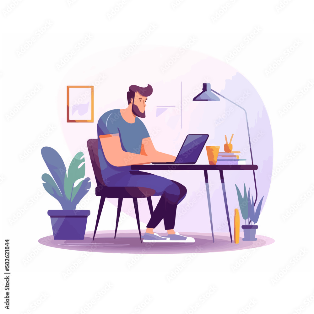 Working From Home WFH Concept Vector Illustration