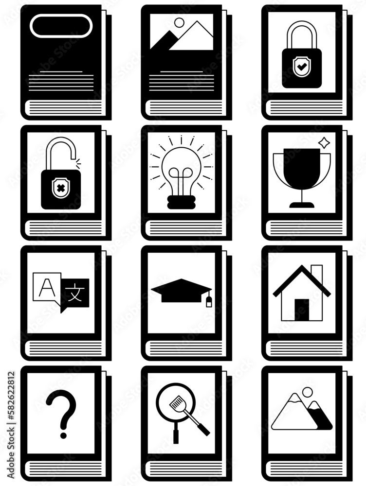 Book vector set, Book simple cartoon style, Book icon set. Stock Vector ...