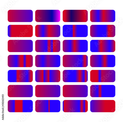 Red and blue color gradients vector set.