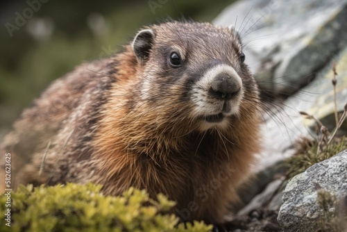 A close up of a marmot. Generative AI © AkuAku