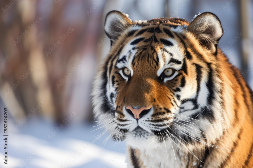 Fototapeta premium Beijing's Siberian Tiger Park. Generative AI
