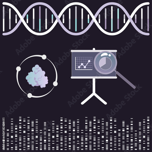 Science data analysis of protein or enzymatic activity vector illustration graphic