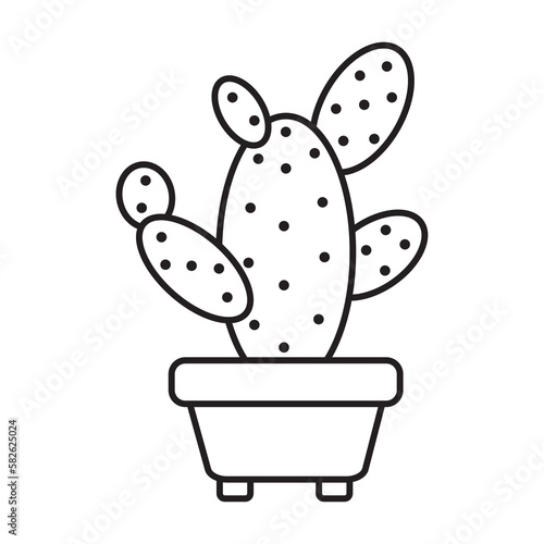 Cactus Black and White Icon