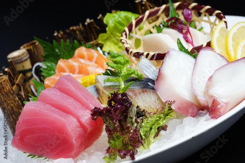 Close-up shot of a Japanese food sashimi platter