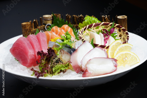 Close-up shot of a Japanese food sashimi platter