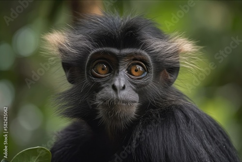 Thai Spectacled Langur  Dusky Leaf Monkey. Generative AI