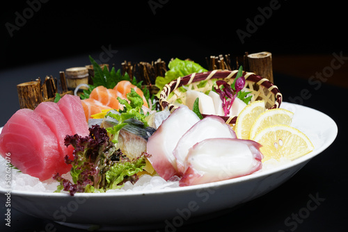 Close-up shot of a Japanese food sashimi platter