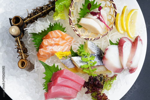 Close-up shot of a Japanese food sashimi platter