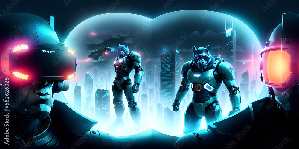 Photo of a robot gorilla standing in a modern metropolis Photo of a robot gorilla standing in a modern metropolis