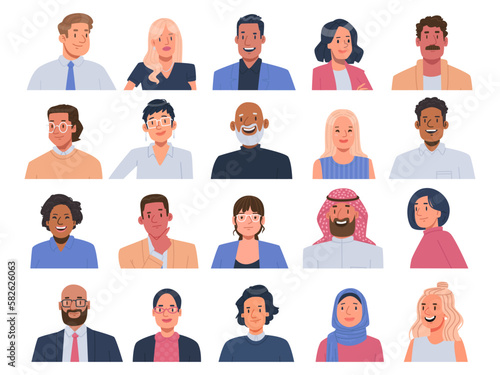 Set of business avatars of people of different races, gender and ages