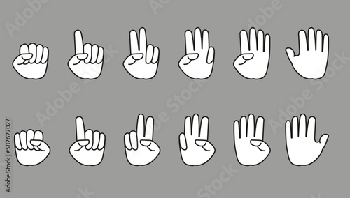 set of hand gestures  icons, vector illustration of hand count finger one to ten with left hand and right hand