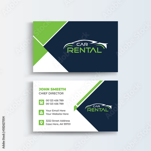 Car Rental Modern Clean Creative Business Card Design, Professional Visiting Card design,
