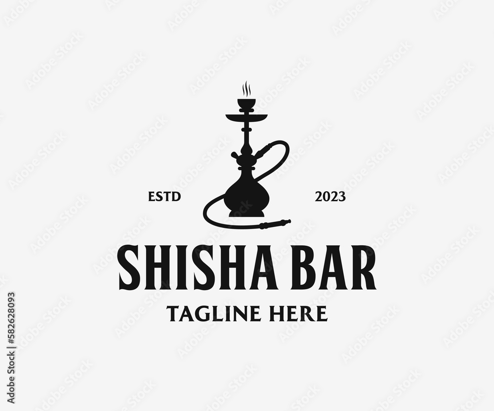 Shisha modern logo. Shisha Smoking Logo Template for Cafe, Shop, Club