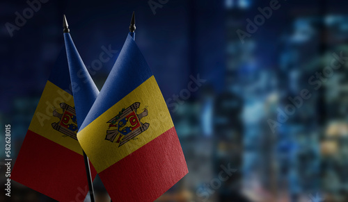 A small Moldavia flag on an abstract blurry background