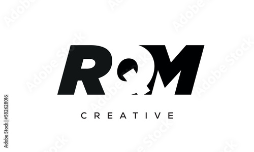 RQM letters negative space logo design. creative typography monogram vector	