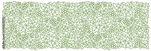Grapevine floral ornament. Thick line pattern. Grape branches and leaves. Editable outline stroke. Vector line.