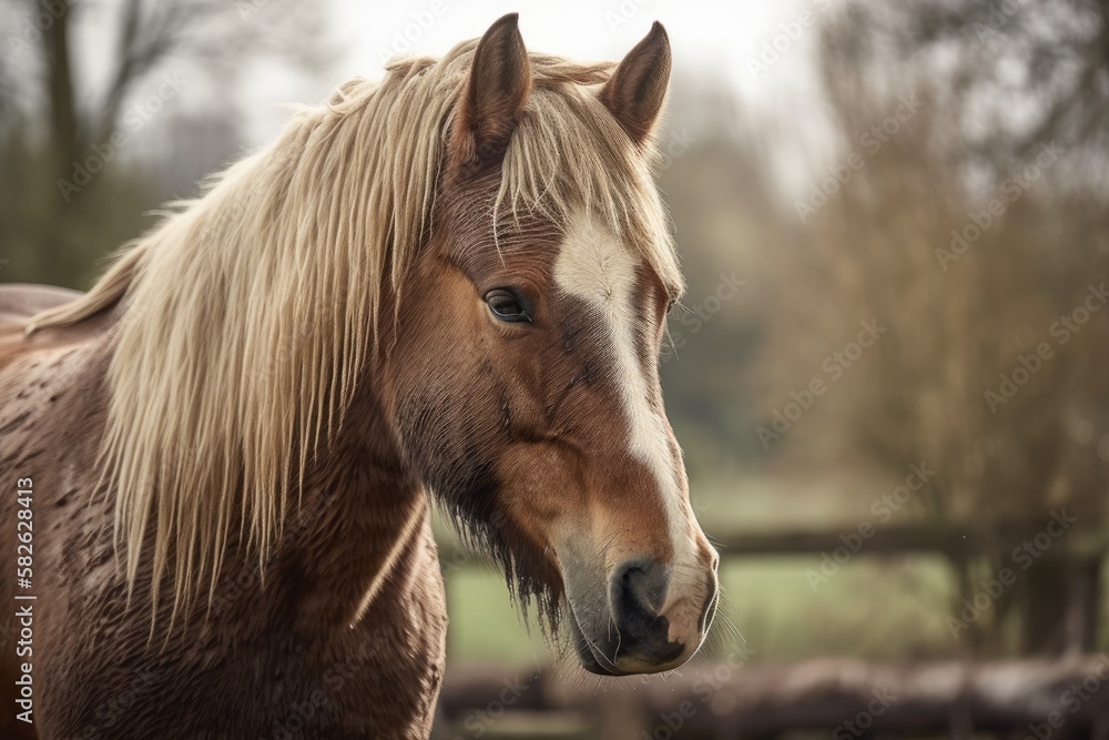 Belgian draft stallion. Generative AI Belgian draft stallion. Generative AI