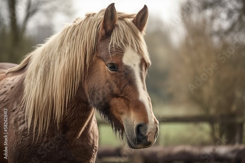 Belgian draft stallion. Generative AI © AkuAku