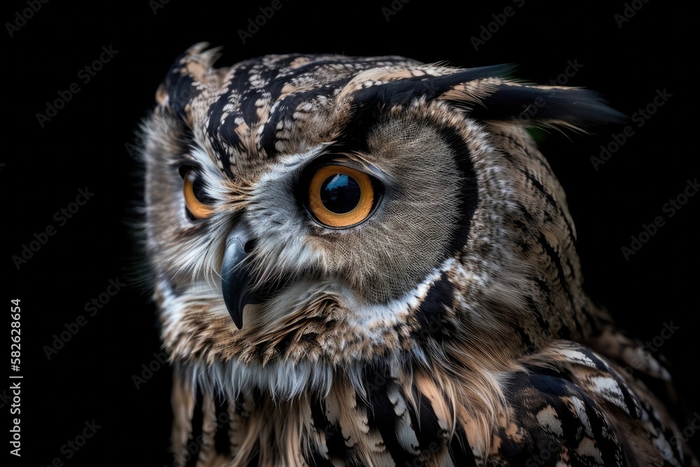 Obraz premium High resolution image of an owl taken up close. Generative AI