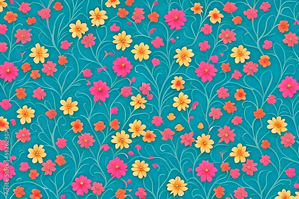 seamless pattern with flowers. Generative AI technology