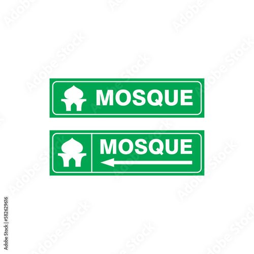 green mosque sign vector, simple mosque symbol design
