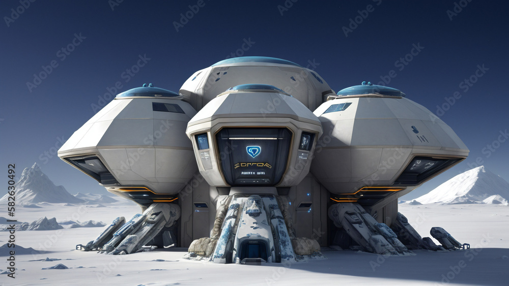 SCI-FI Outpost on an icy planet (Generative AI illustration) SCI-FI Outpost on an icy planet (Generative AI illustration)