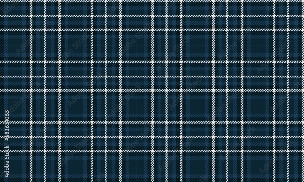 Plaid pattern in navy blue and white.Vector illustration.