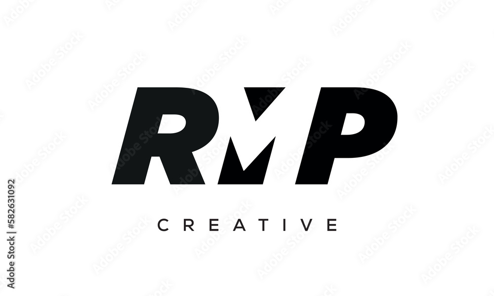 RMP letters negative space logo design. creative typography monogram vector RMP letters negative space logo design. creative typography monogram vector