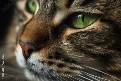 A close up view of a cat. Generative AI