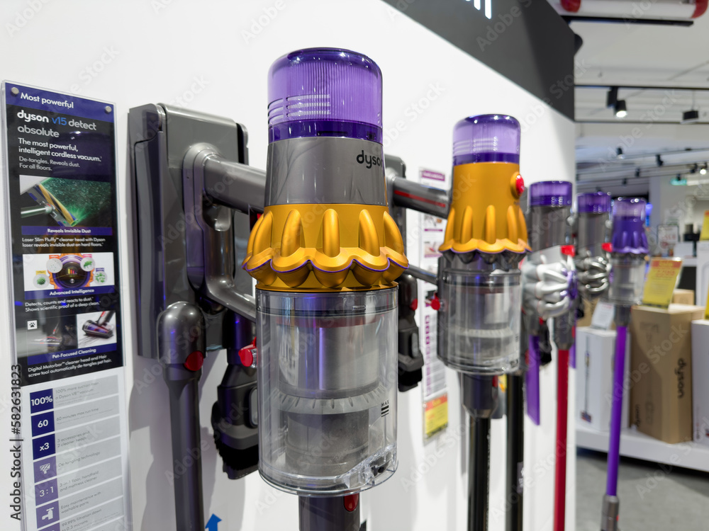 PENANG, MALAYSIA - NOV 22, 2022: Dyson V15 Detect Absolute cordless vacuum  close up in electrical store. Stock Photo | Adobe Stock