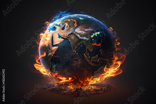 burning earth in fire global warming world catastrophy end of the world © Niks