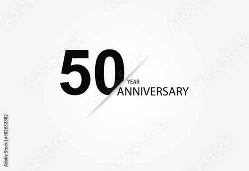 50 years anniversary logo template isolated on white, black and white background. 50th anniversary logo.