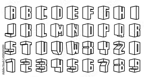 Set of cube style font 