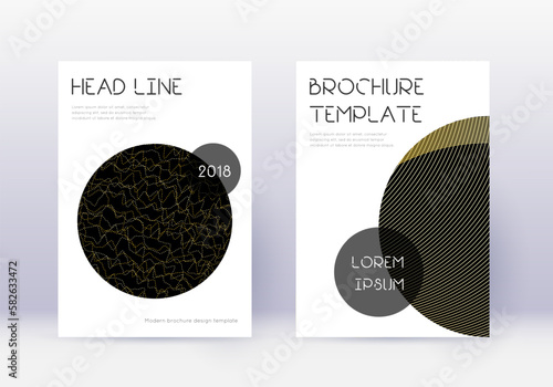 Trendy cover design template set. Gold abstract li