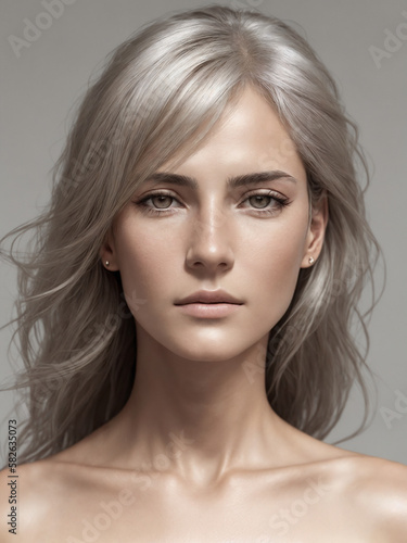A beautiful woman portrait, studio shoot. Generative AI.