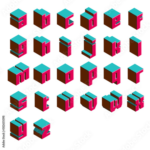 Free Download Set of isometric cube stylized fonts  - GFXLoad