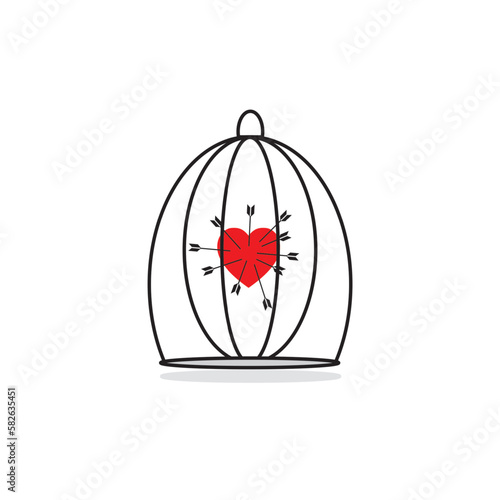 An arrow pierced the heart in the cage