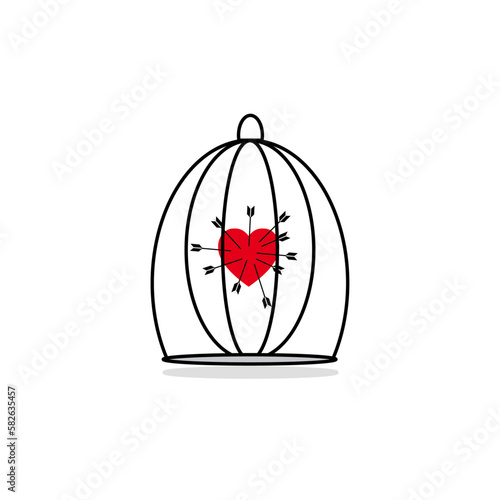An arrow pierced the heart in the cage
