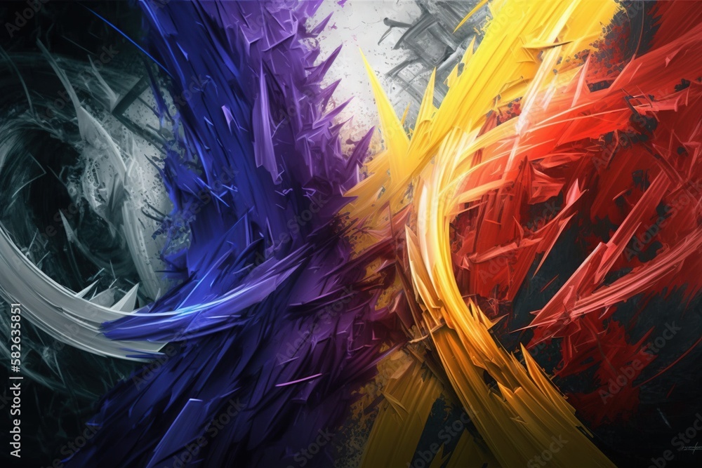 Naklejka premium Color abstract background, paint strokes. Yellow, red and blue oil painting.