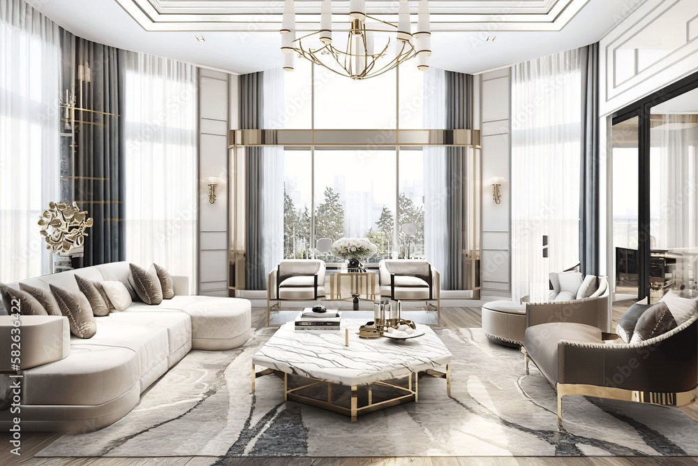 Fototapeta premium luxury living room, living room couch, living room with people, living room with fireplace, living room tv, family room wall, living room decor, conference room wall, generative ai tool, restaurant, d
