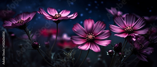 Panel kuchenny z motywem Kwiaty kwitnące nocą - AI