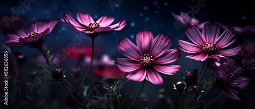 Panel kuchenny z motywem Kwiaty kwitnące nocą - AI