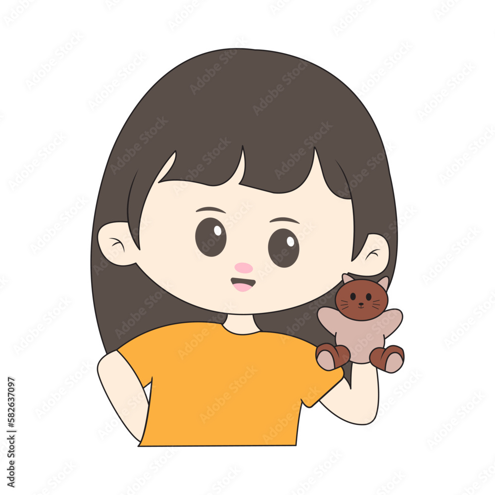Cute chibi character with simple background