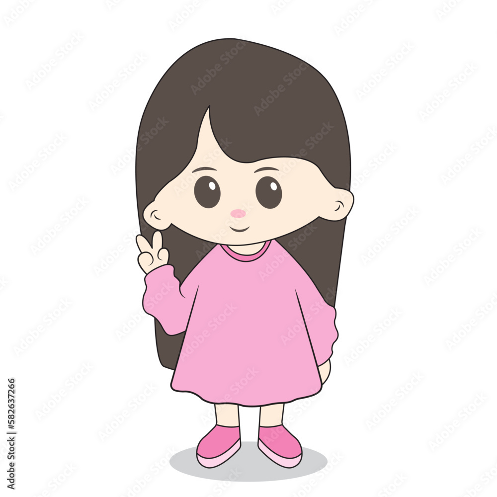 Cute chibi character with simple background