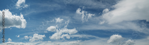 Blue sky with white clouds, natural backgrounds, panoramic sky