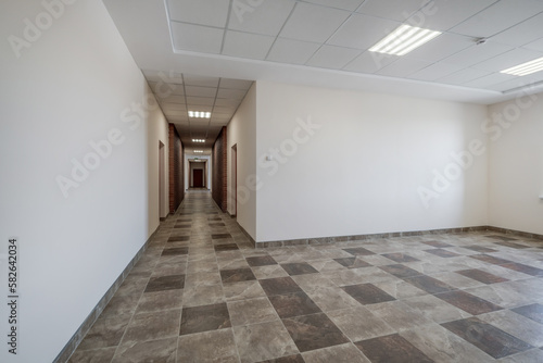 interior of empty white room hall or corridor with repair © hiv360